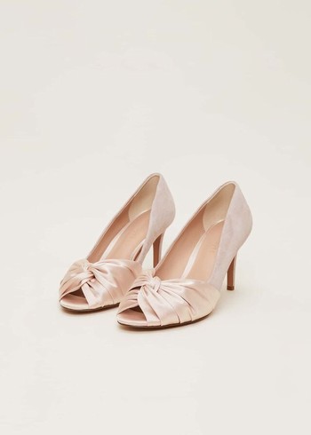 Phase Eight Satin Twist Peeptoe Heels Cream Australia | WB4382597